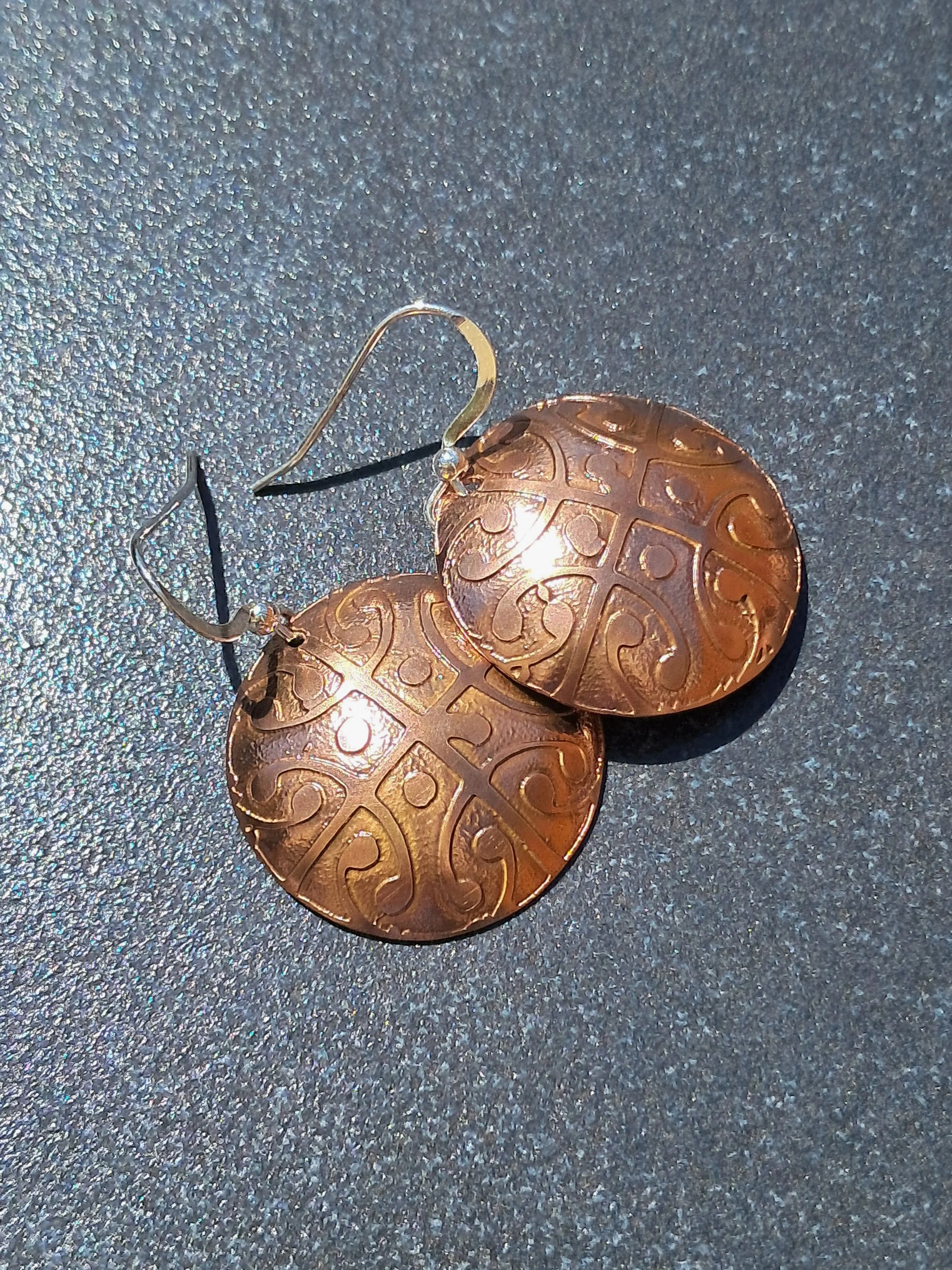 Etched Copper Earrings - Fuller Brooch 1