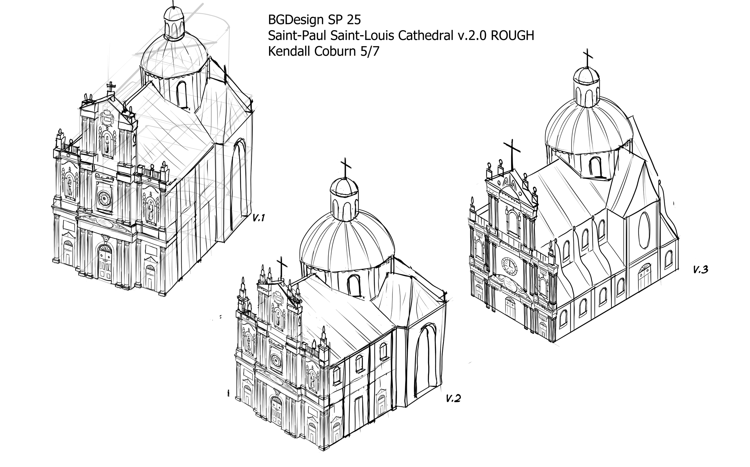 St Paul St Louis Cathedral Isometric Extrusion