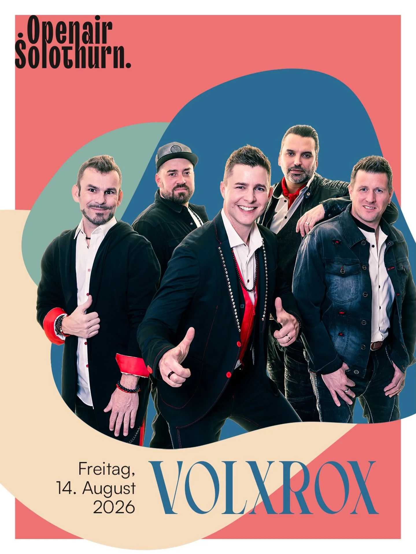 VOLXROX am Openair Solothurn! 🔥

Schwyzer&ouml;rgeli trifft Kontrabass, Mundart-Rock trifft pure Energie &ndash; VOLXROX bringen die B&uuml;hne zum Beben!

Zusammen mit MEGAWATT wird der Fr, 14. August, ein Abend voller ehrlicher und mitreissender M