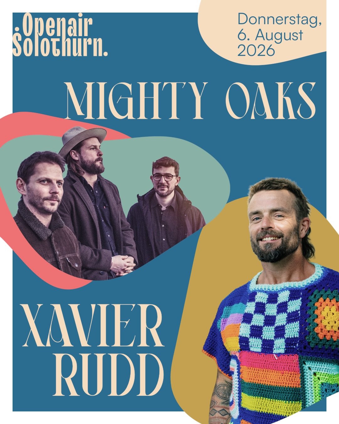 1 Openair Solothurn. 7 Konzertabende, die bleiben. 🎶🔥

Jeder Tag am Openair Solothurn schreibt seine eigene Geschichte &ndash; und genau das zeigen unsere Tagesplakate. Von energiegeladenen Konzertn&auml;chten bis zu entspannten Sommermomenten unte