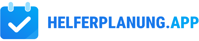 Logo der Helferplanung-App mit Kalender-Icon und blauer Farbgestaltung.