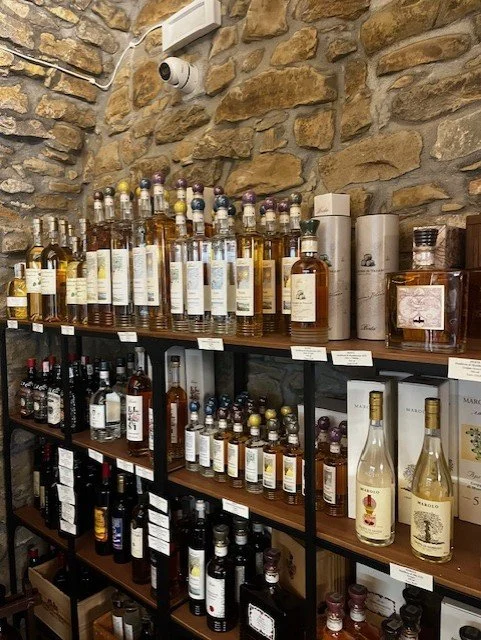 Wines at Bottega Enoteca Bramante in Roccaverano, a small village in Piedmont.