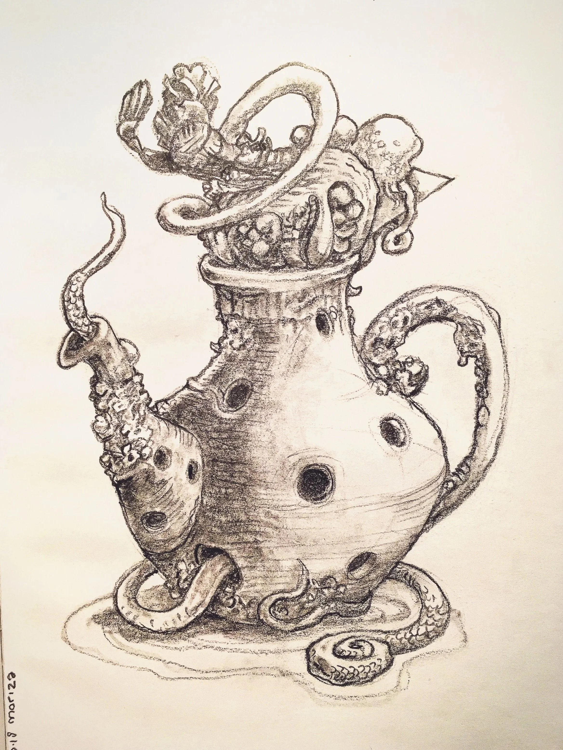 Serpent - Charcoal on paper, 2018