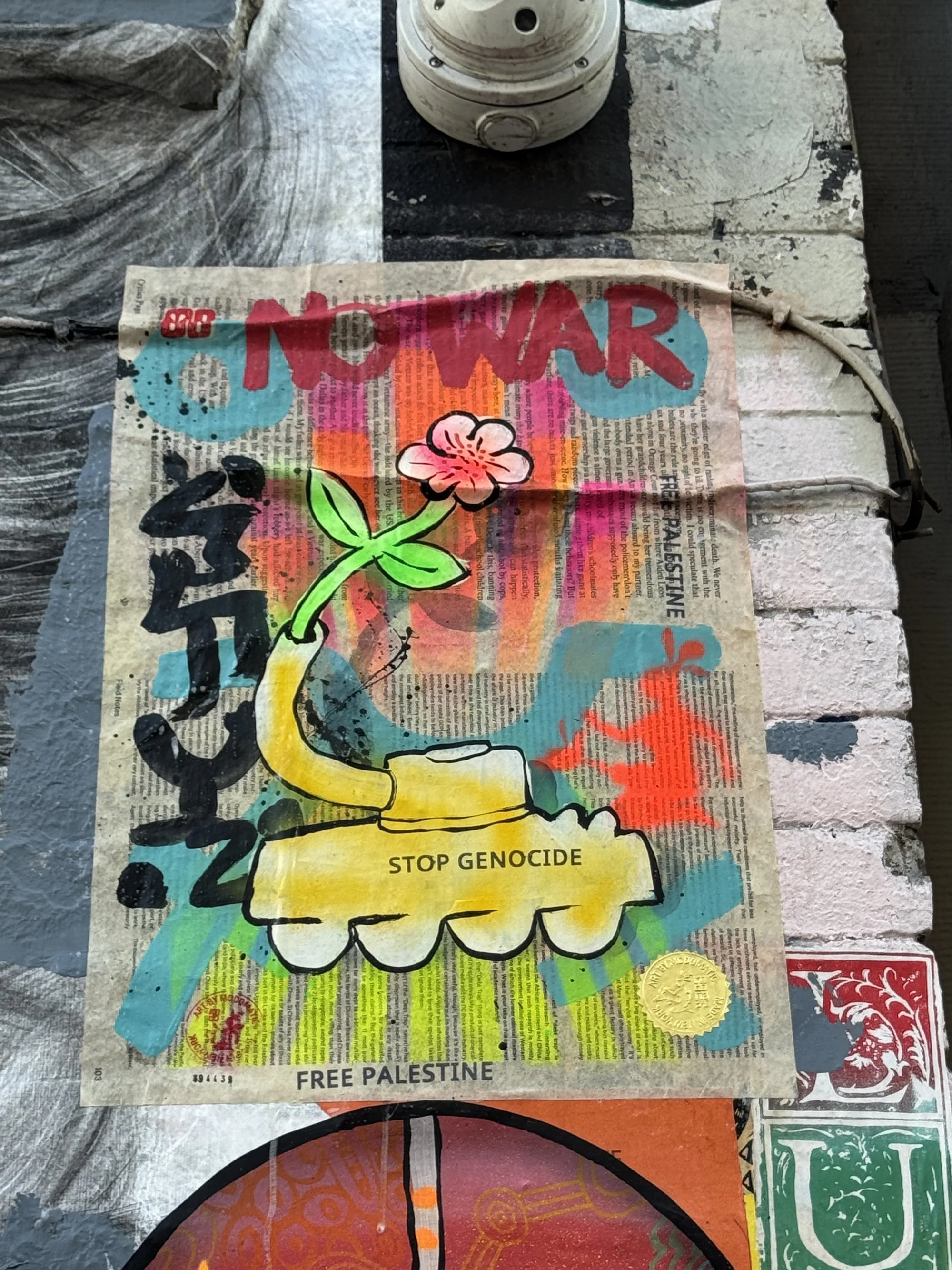 Protest Art: No War, on Jones Street, NYC