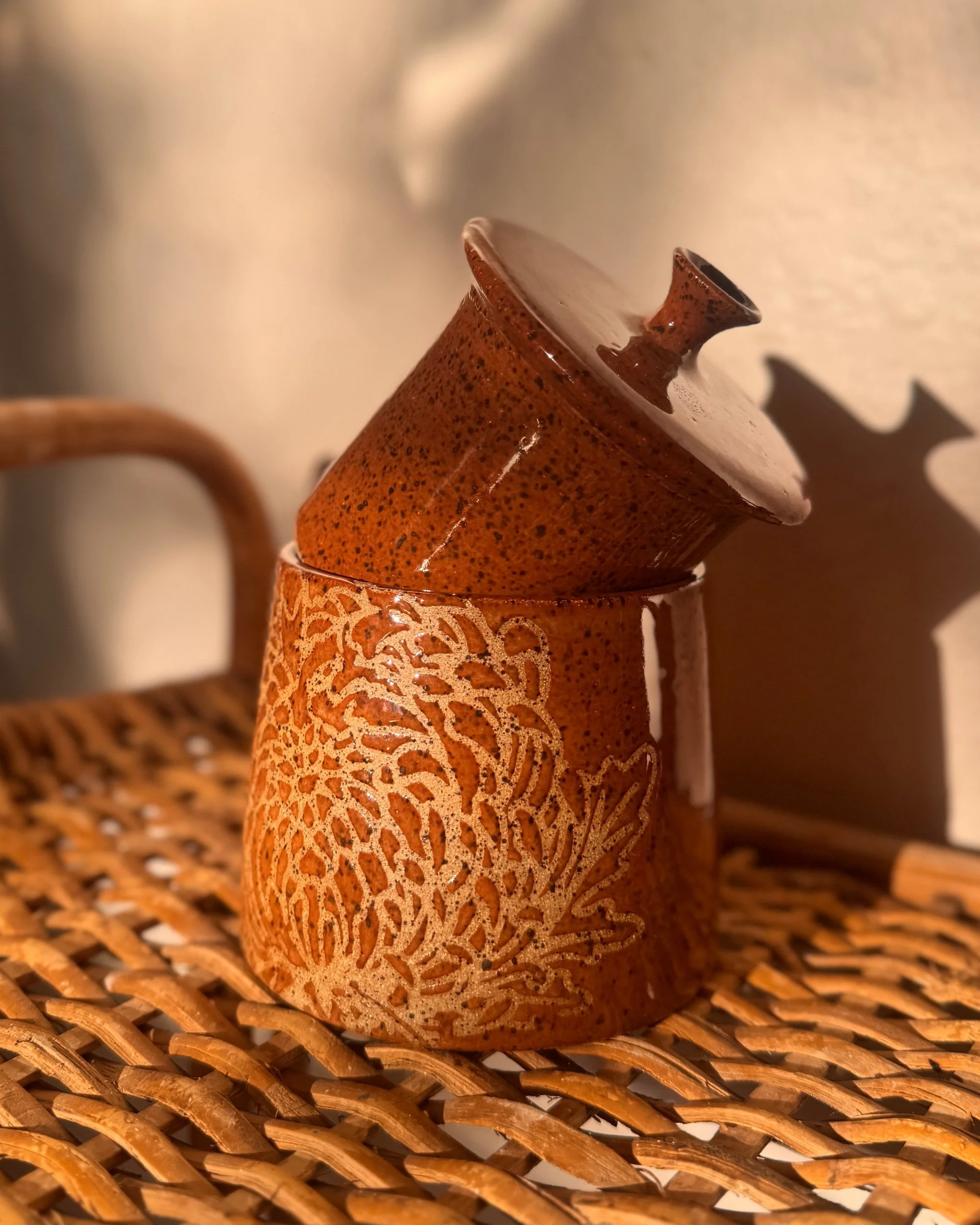 chrysanthemum butter crock