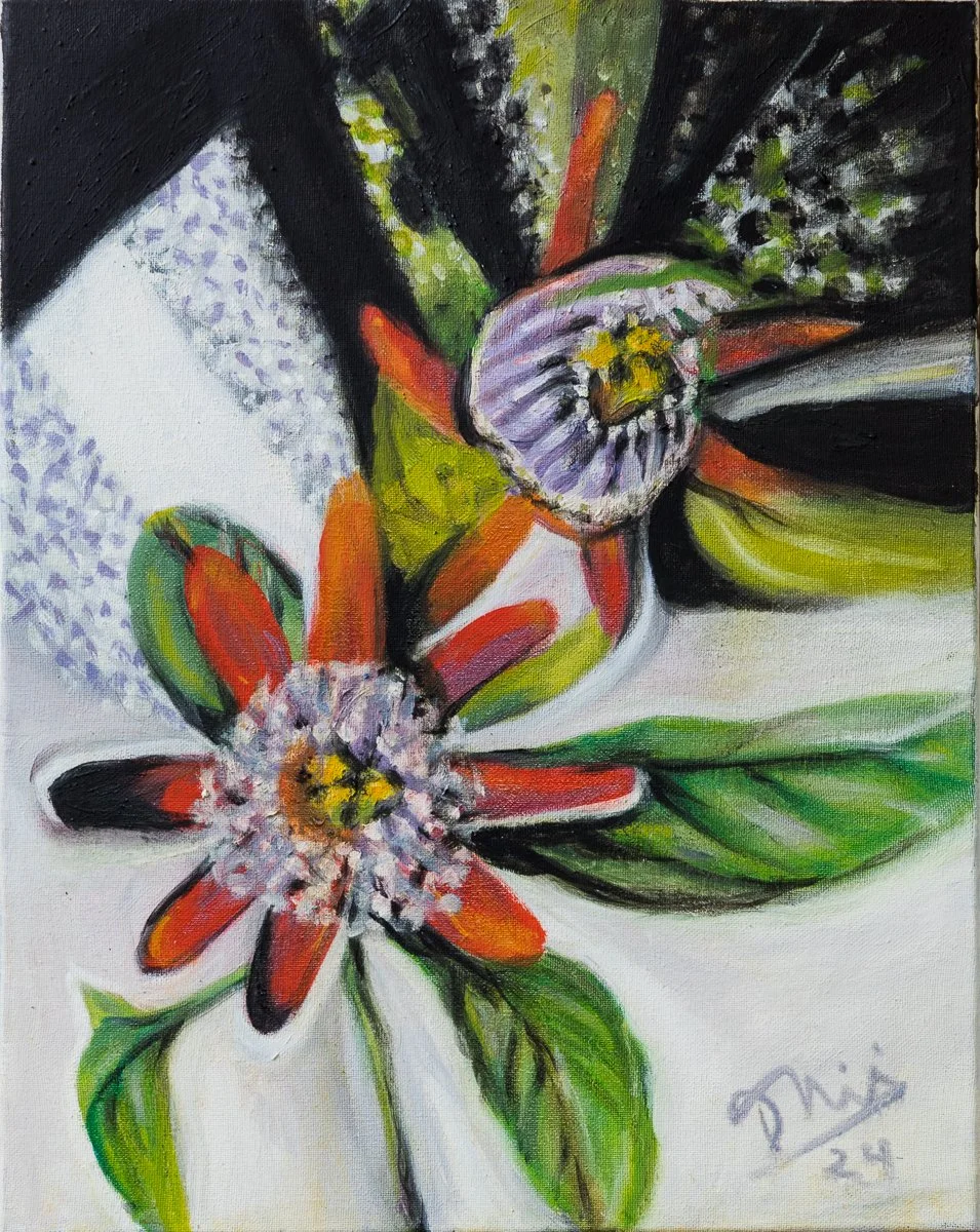 Passion Flowers (2024), Oil on canvas | 16 x 20 inches. 