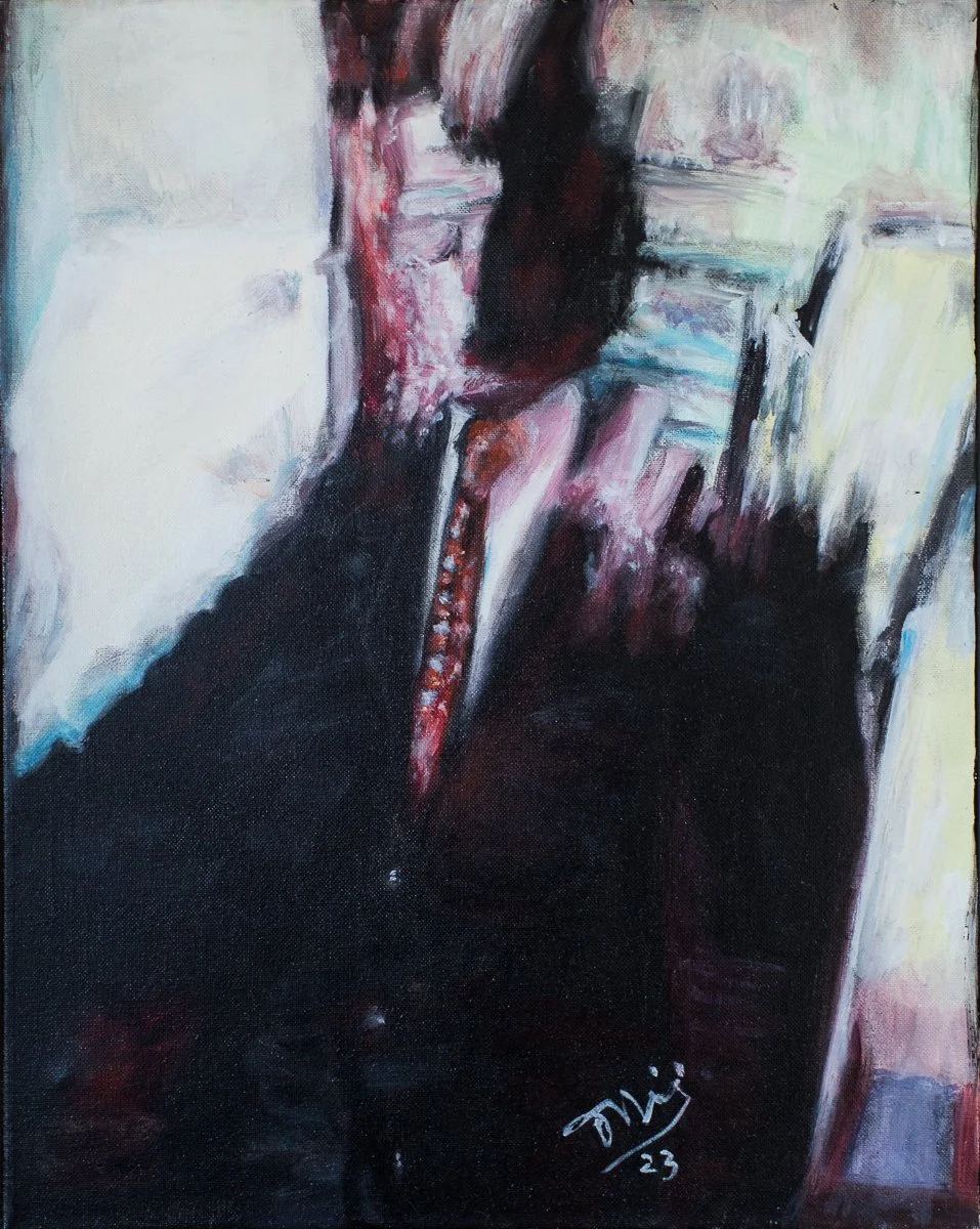 Man with Red Tie #4 (2023), Oil on canvas | 16 x 20 inches.