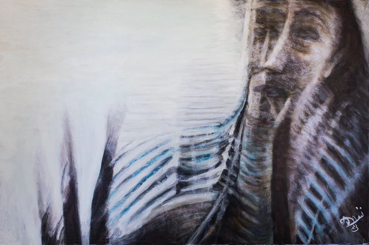 Goodbye at the Train Station (2025), Oil on canvas | 24 x 36 inches. 