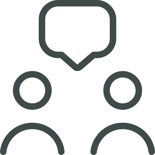 Icon representing a person with two smaller circles indicating eyes, a larger circle for the head, and two semi-circles for shoulders.