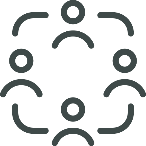 A diagram showing six human figures in a circular formation with one figure in the center.