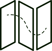 A four-panel folding map with a dotted trail line.