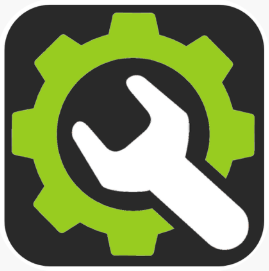Icon of a wrench inside a gear, representing tools or settings.