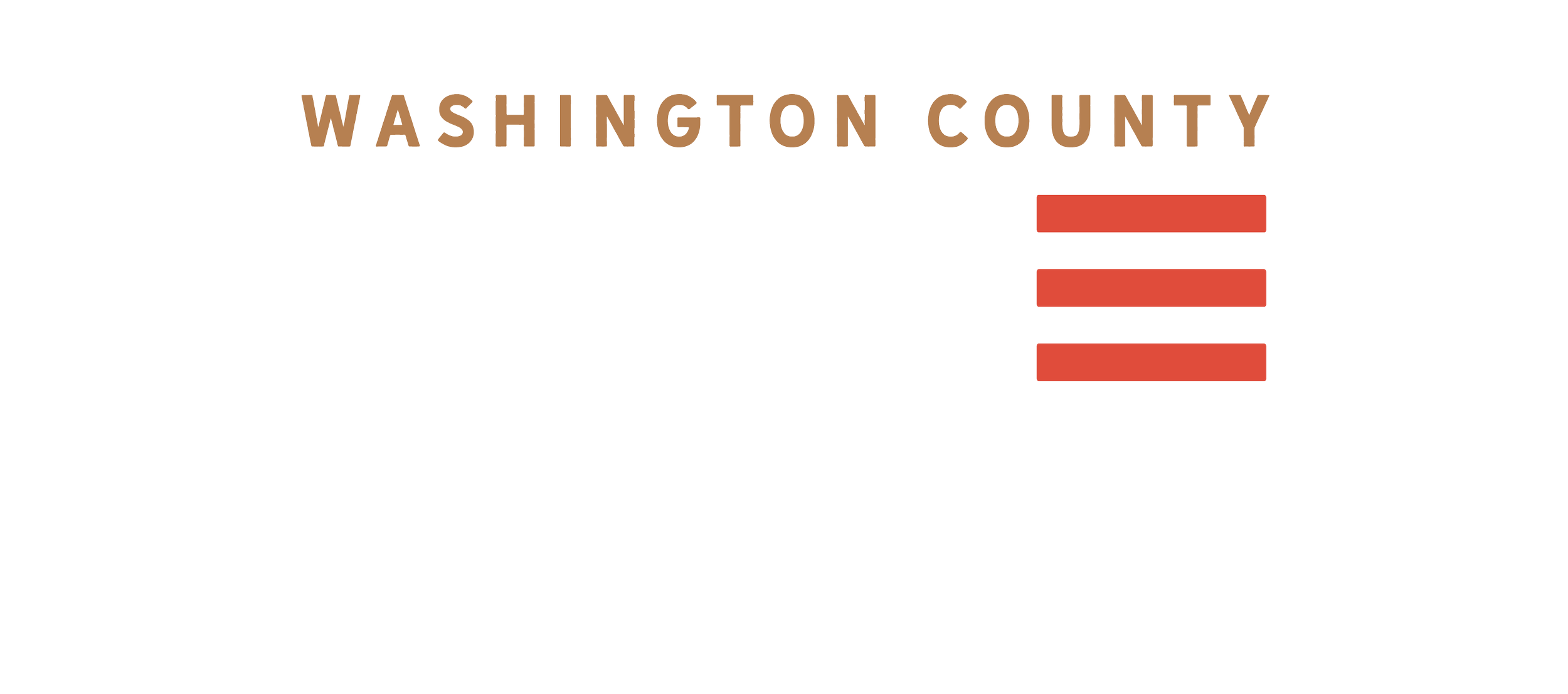 Logo of Washington County Chamber of Commerce with text and red bars.
