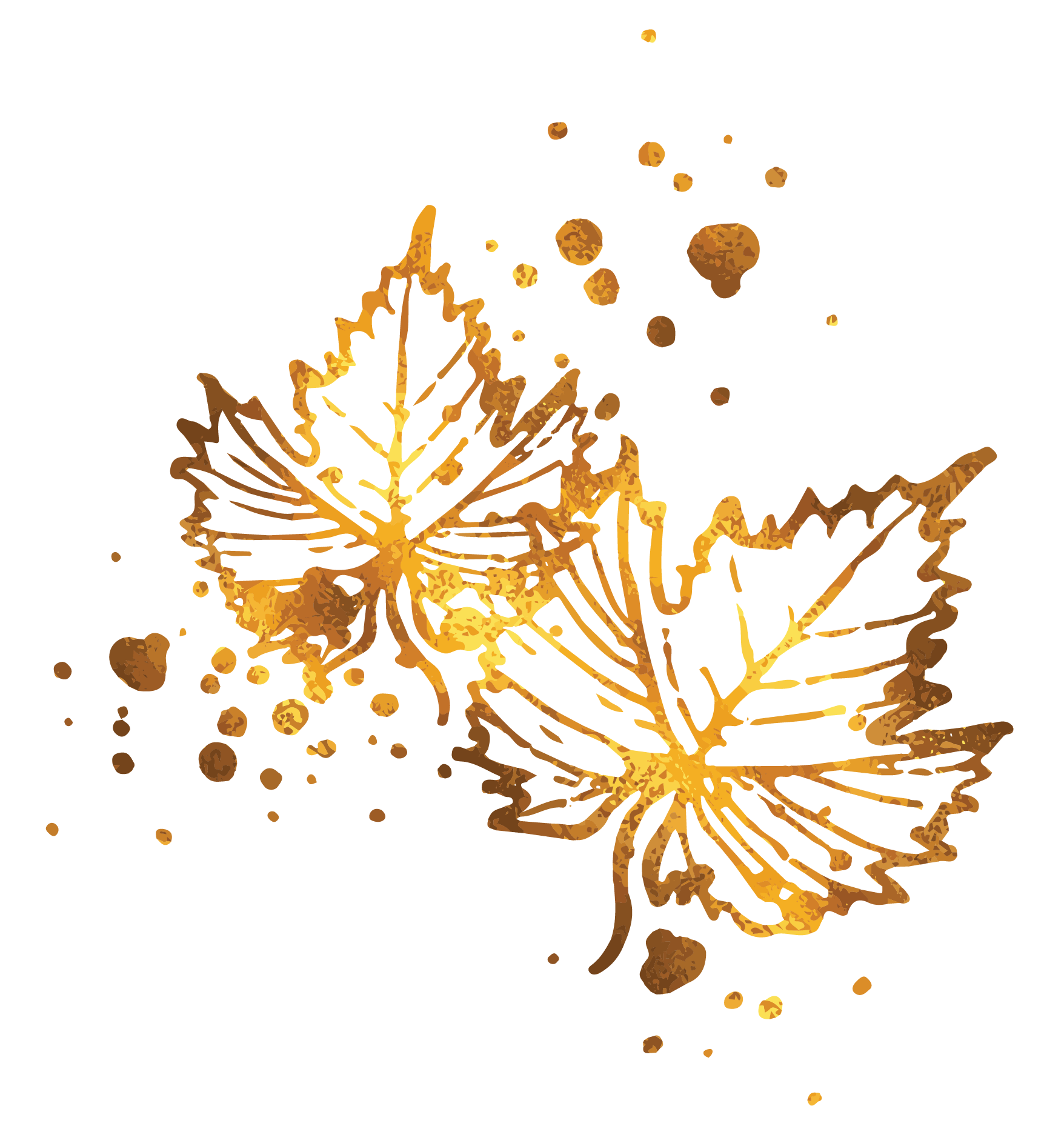 Gold-colored butterfly outline with splatter background on black.