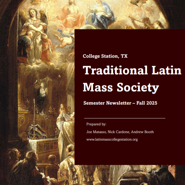 Gold chalice holding a round white host with a rosary hanging on its side, set against a blurred background with a gold cross.