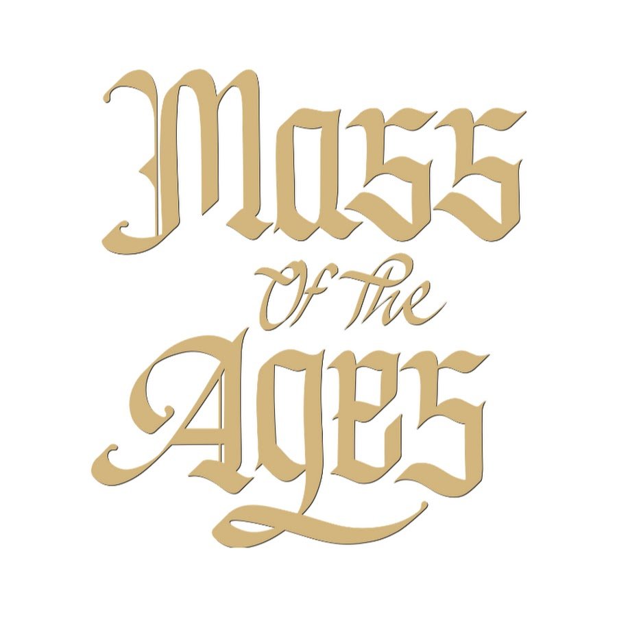 Gold chalice holding a round white host with a rosary hanging on its side, set against a blurred background with a gold cross.