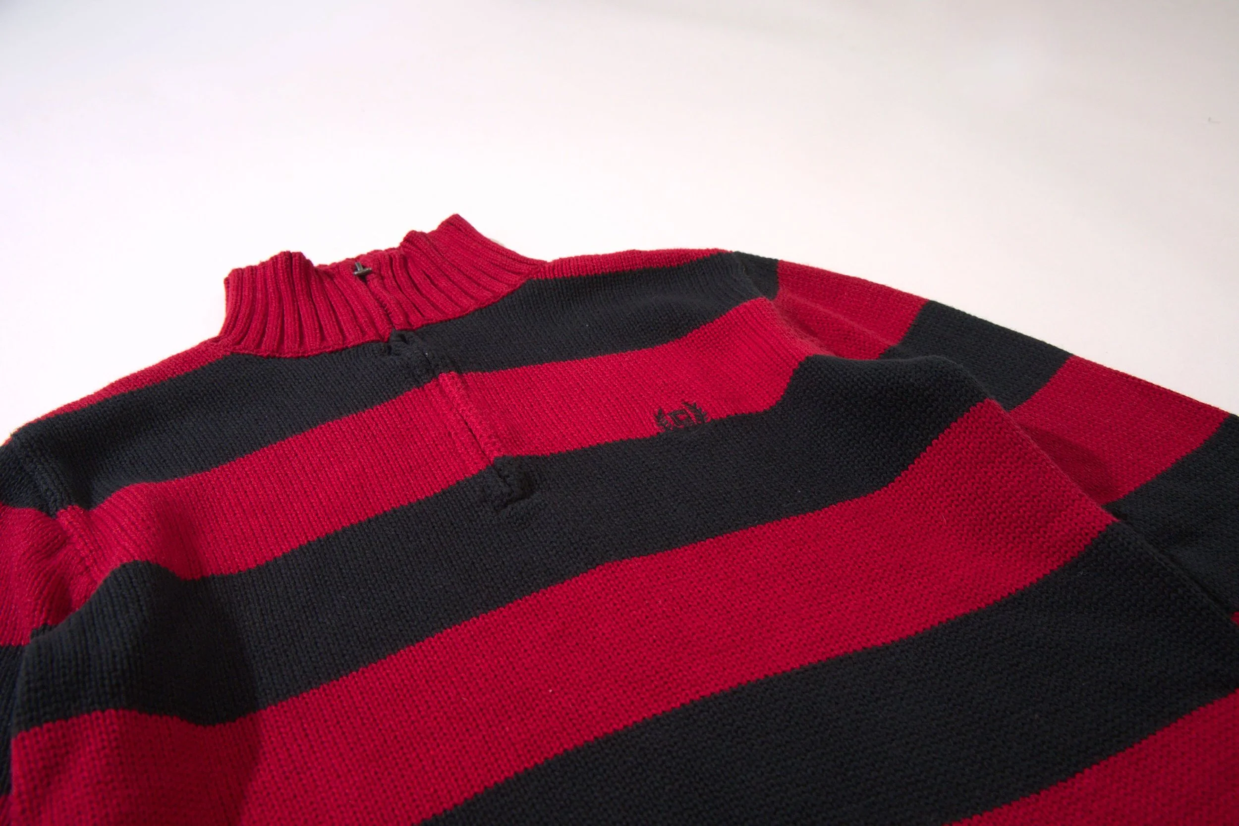 Chaps Red Striped Quarter-Zip Medium