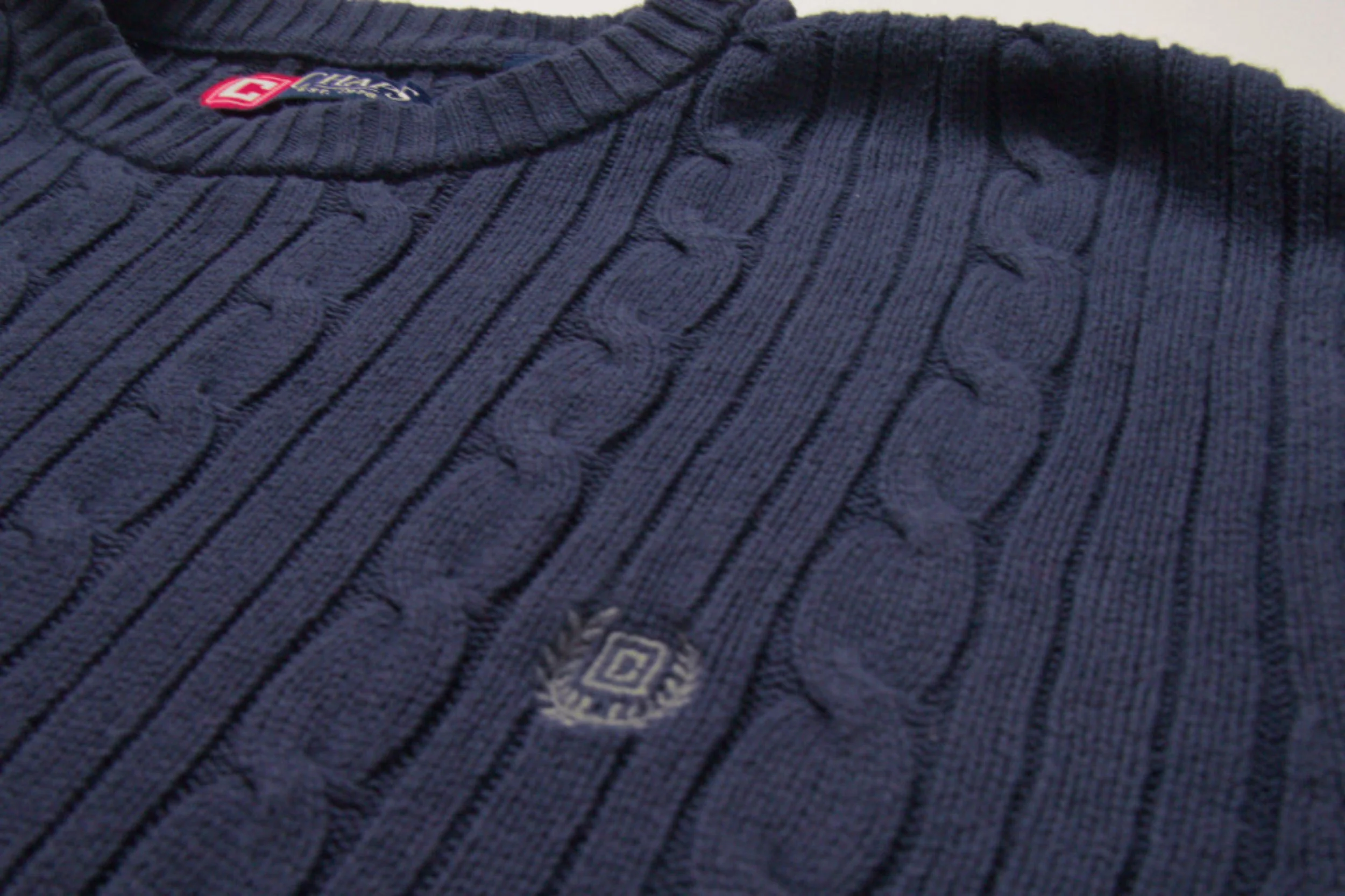 Chaps Navy Chunky Knit Crewneck Medium