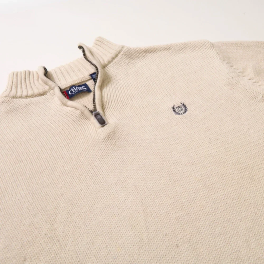 Chaps Beige Cotton Quarter-Zip Medium