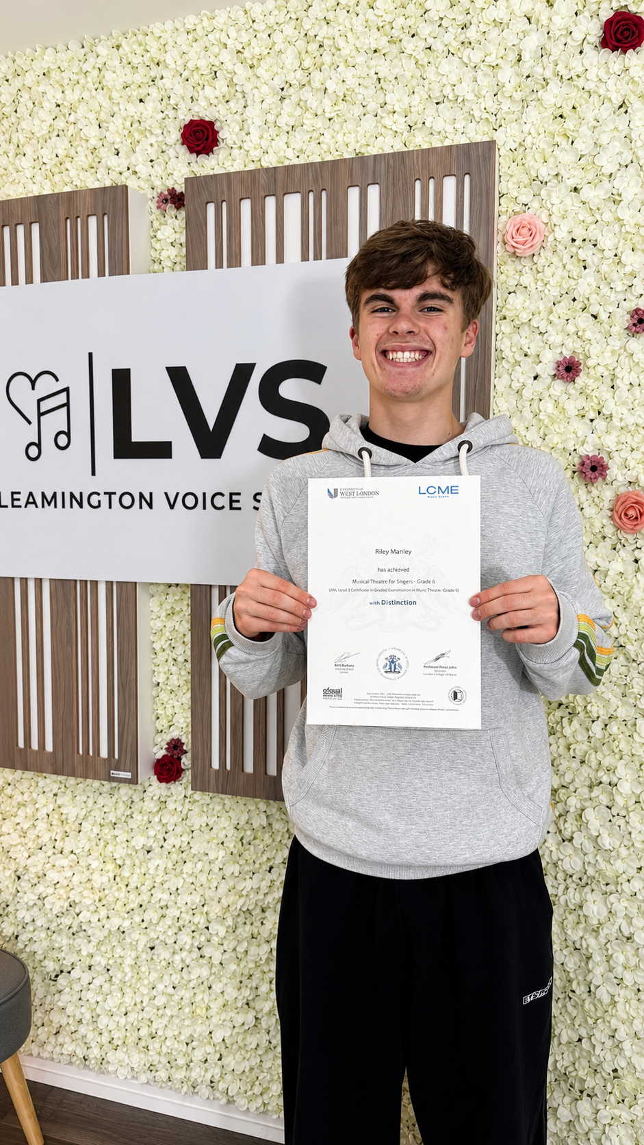 LCME Musical Theatre for Singers exam distinction acheived by a Leamington Voice Studio Student.