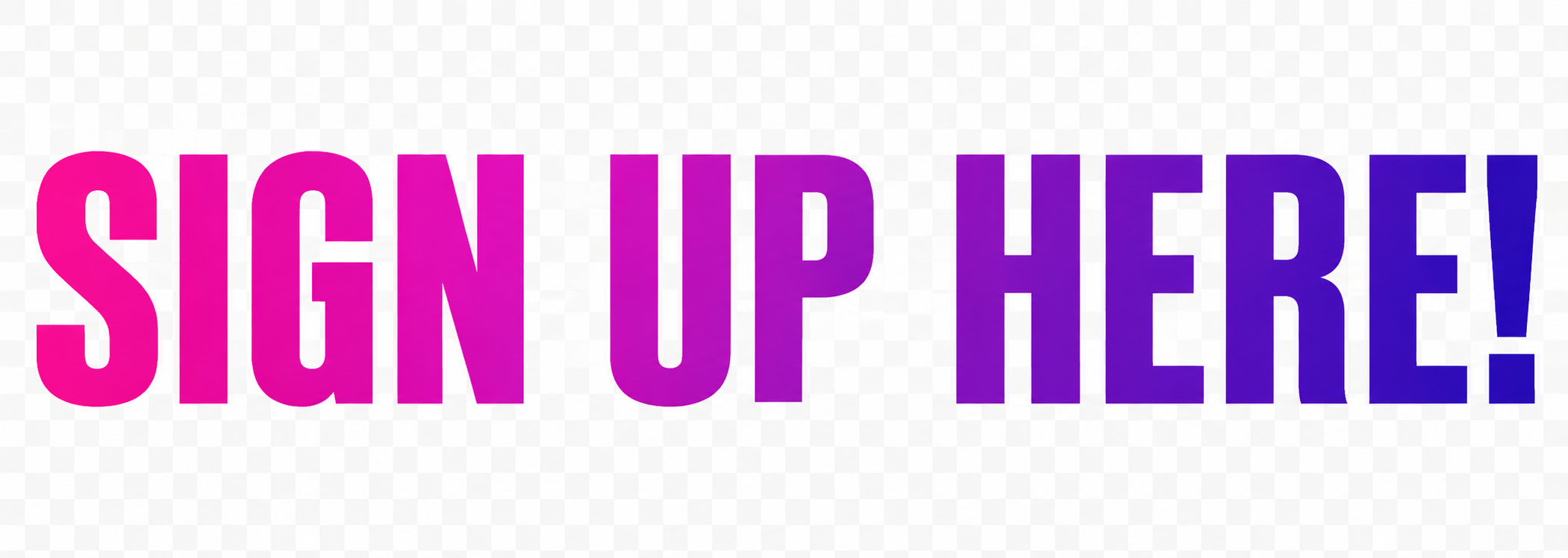 Text in gradient pink to purple reading 'STAND UP HERE!'