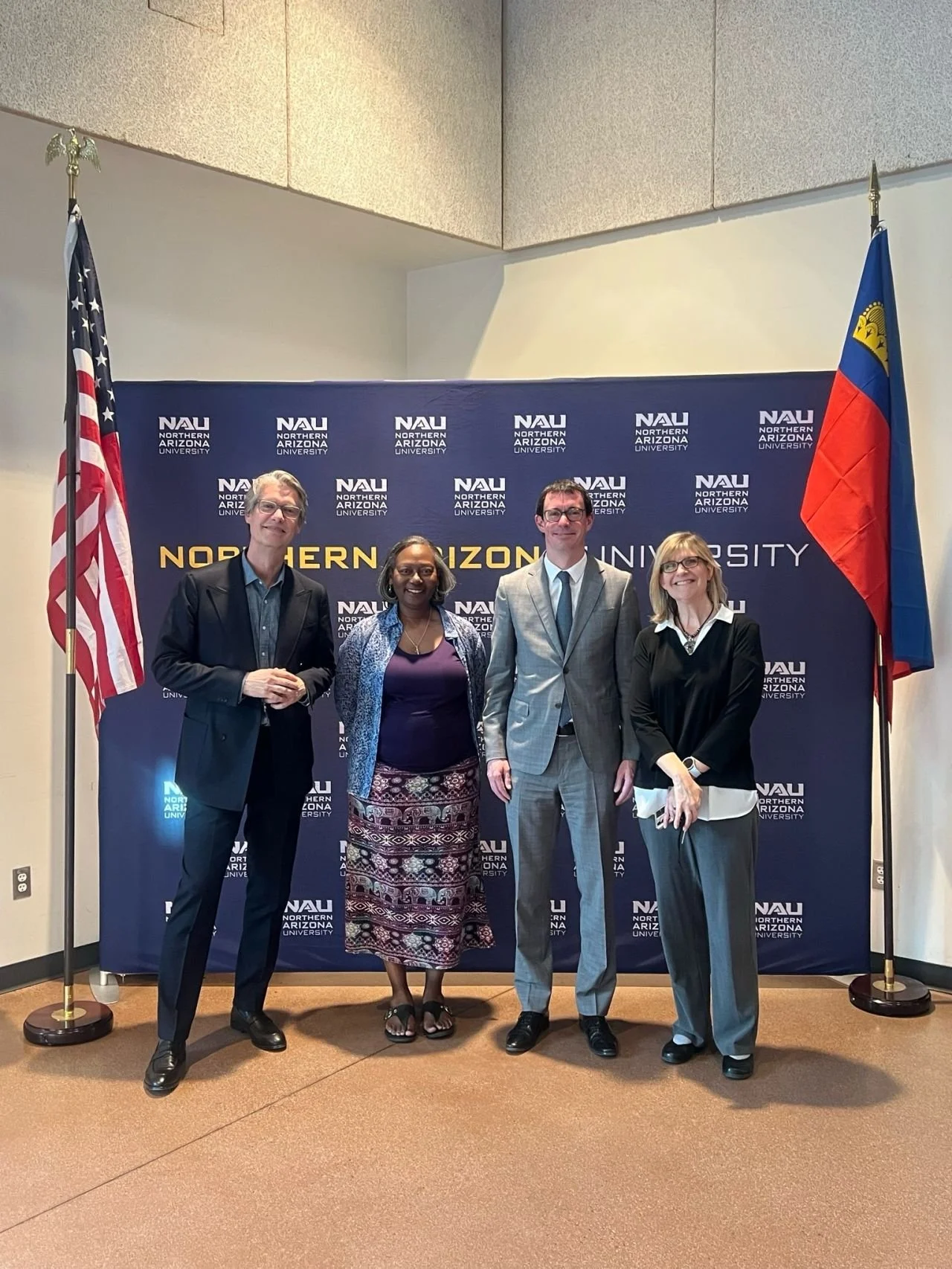 From Left to Right: Matthew Keller, NAU person, Amb. Georg Sparber and NAU person