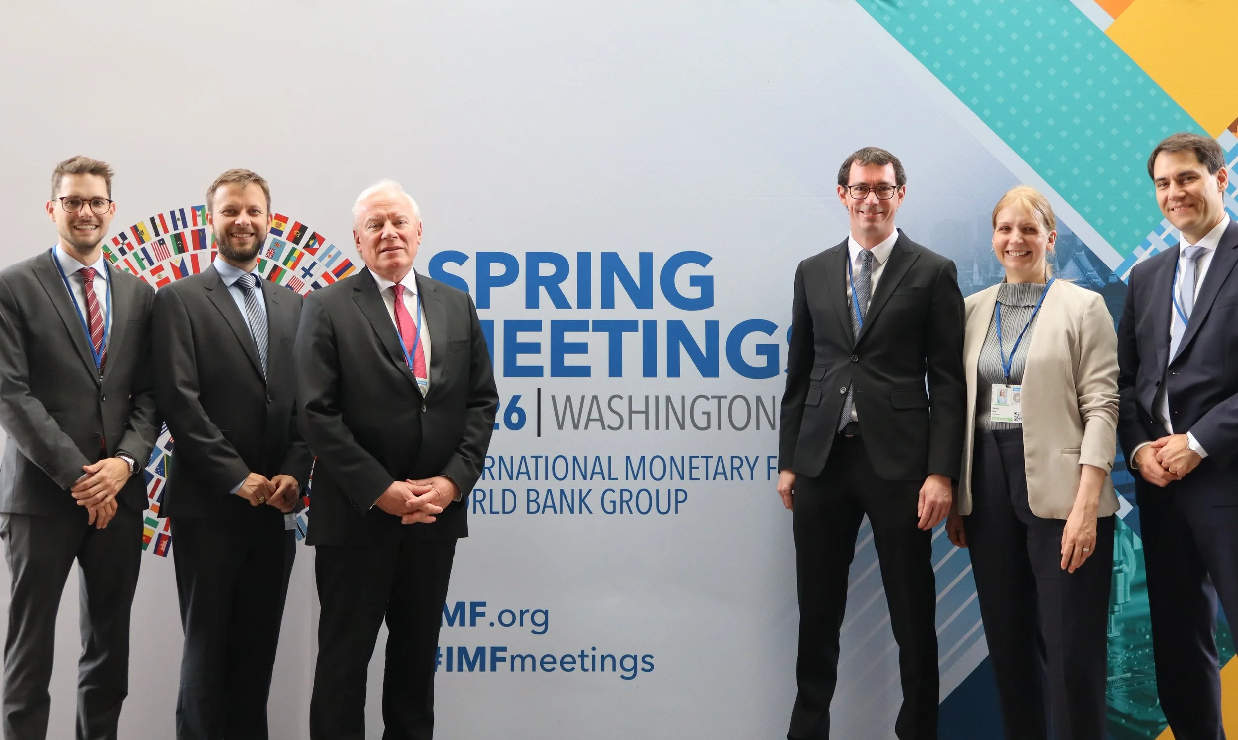  IMF SM26 Delegation: From Left to Right: Elias Hasler (FMA), Martin Meier (IMF), Mario Gassner (FMA CEO), Amb. Georg Sparber, Daniela Sele (MPF) and Martin Gächter (FMA). 