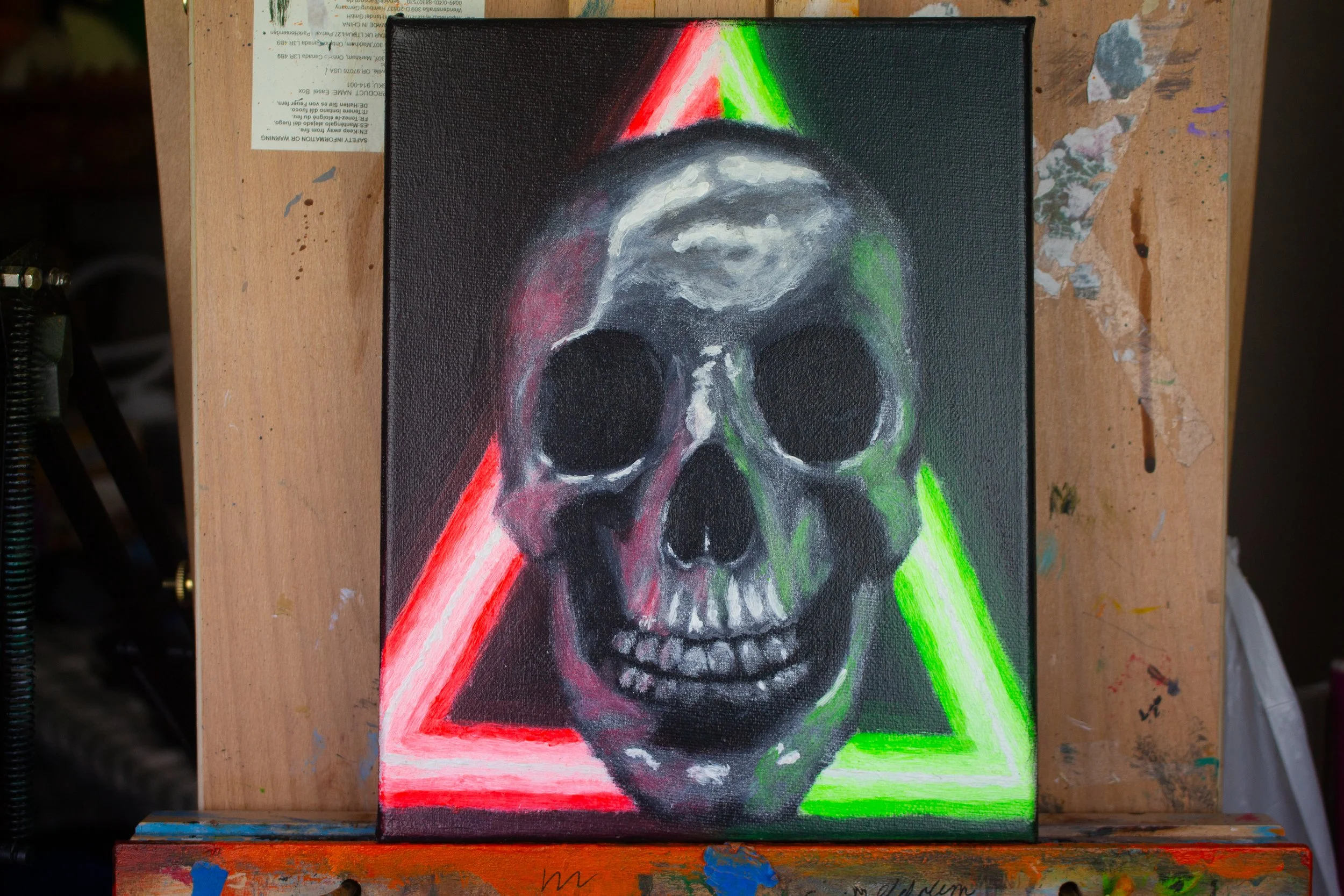 Neon Metal Skull (Original Painting)