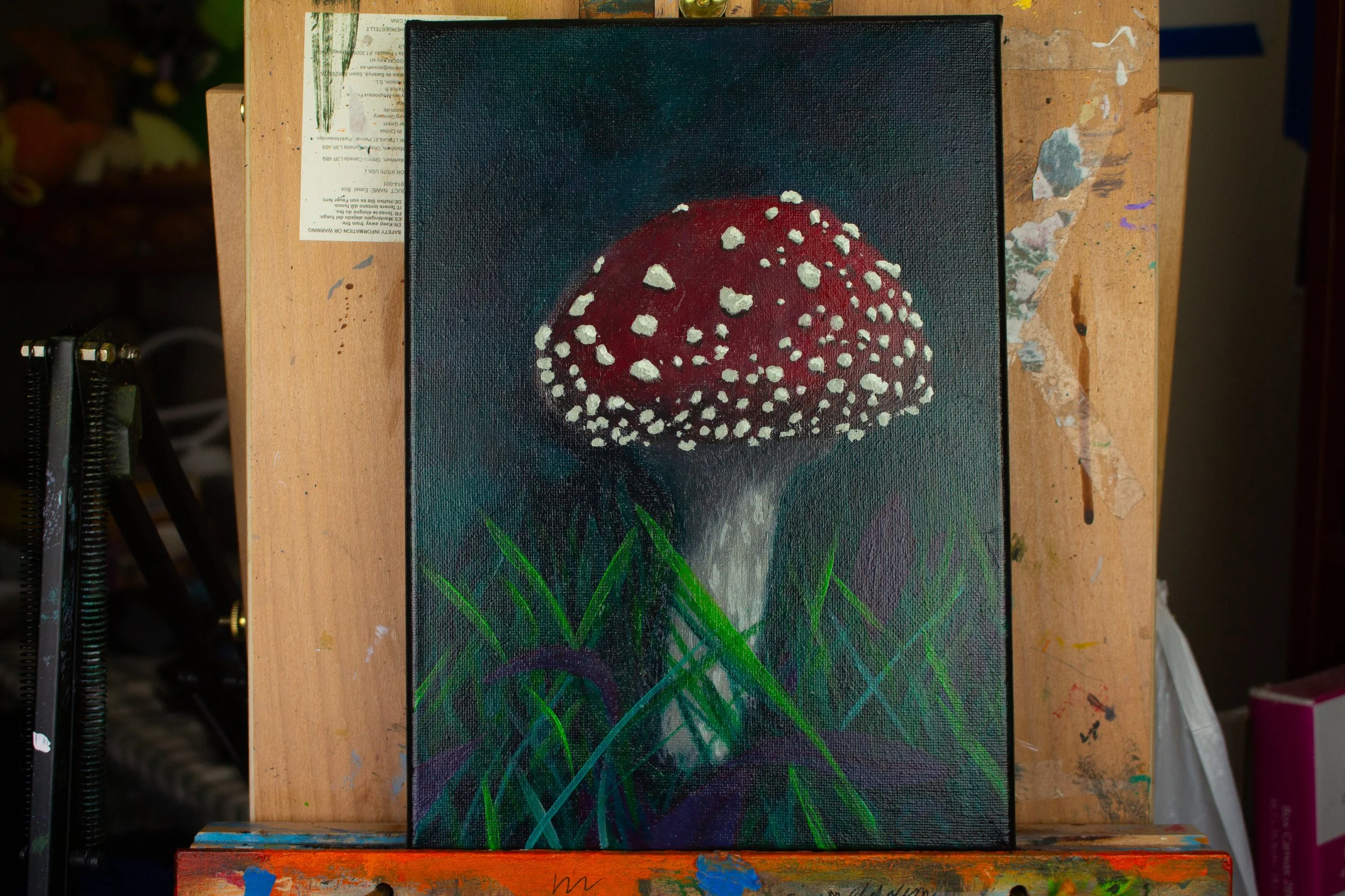 Red Mushroom in Grass (Original Painting)
