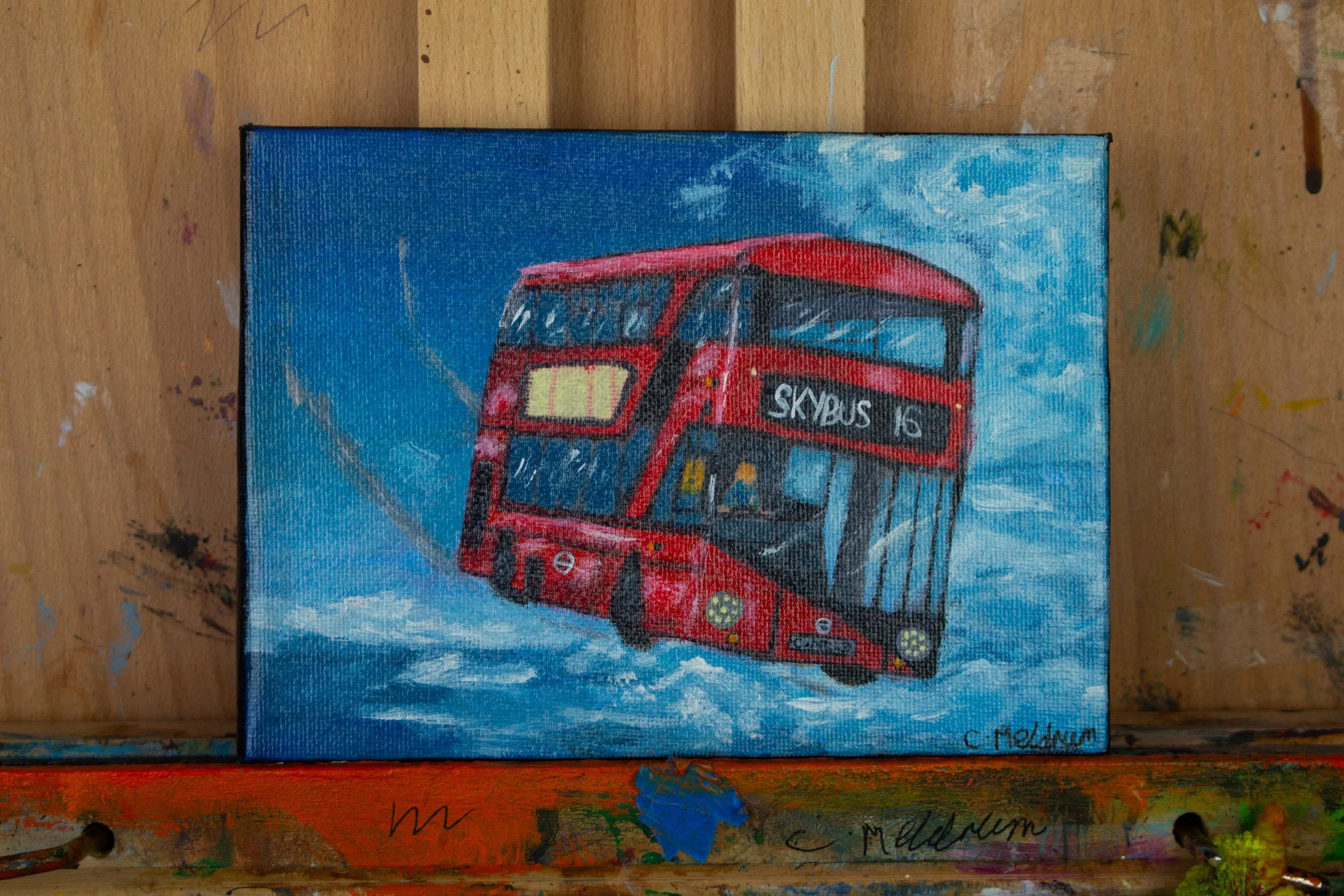 The Flying Red Bus (Original Painting)