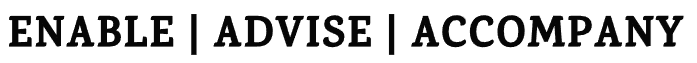 Text-based image with the words 'ENABLE | ADVISE | ACCOMPANY' in bold, separated by vertical bars.
