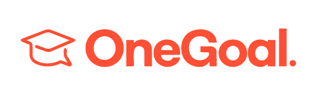The logo of OneGoal, featuring a stylized graduation cap and the text 'OneGoal' in bold orange letters.