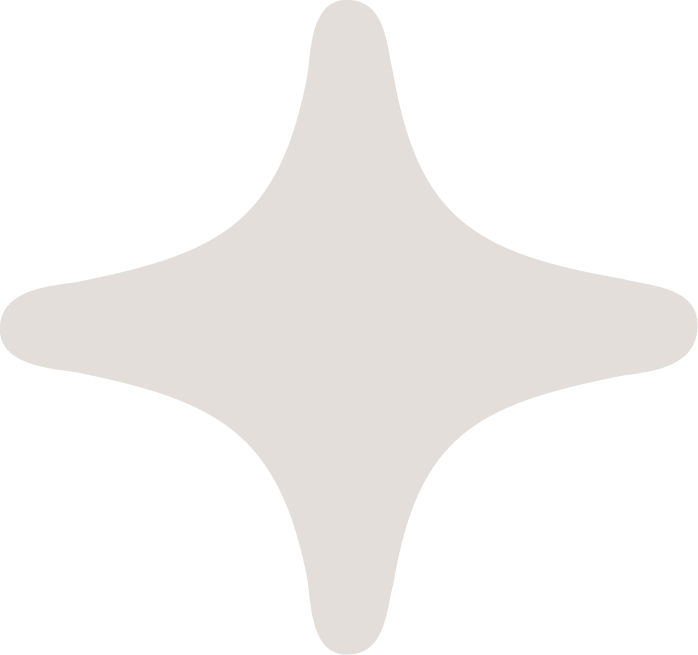 Abstract cream star-shaped icon with rounded edges, symmetrical.