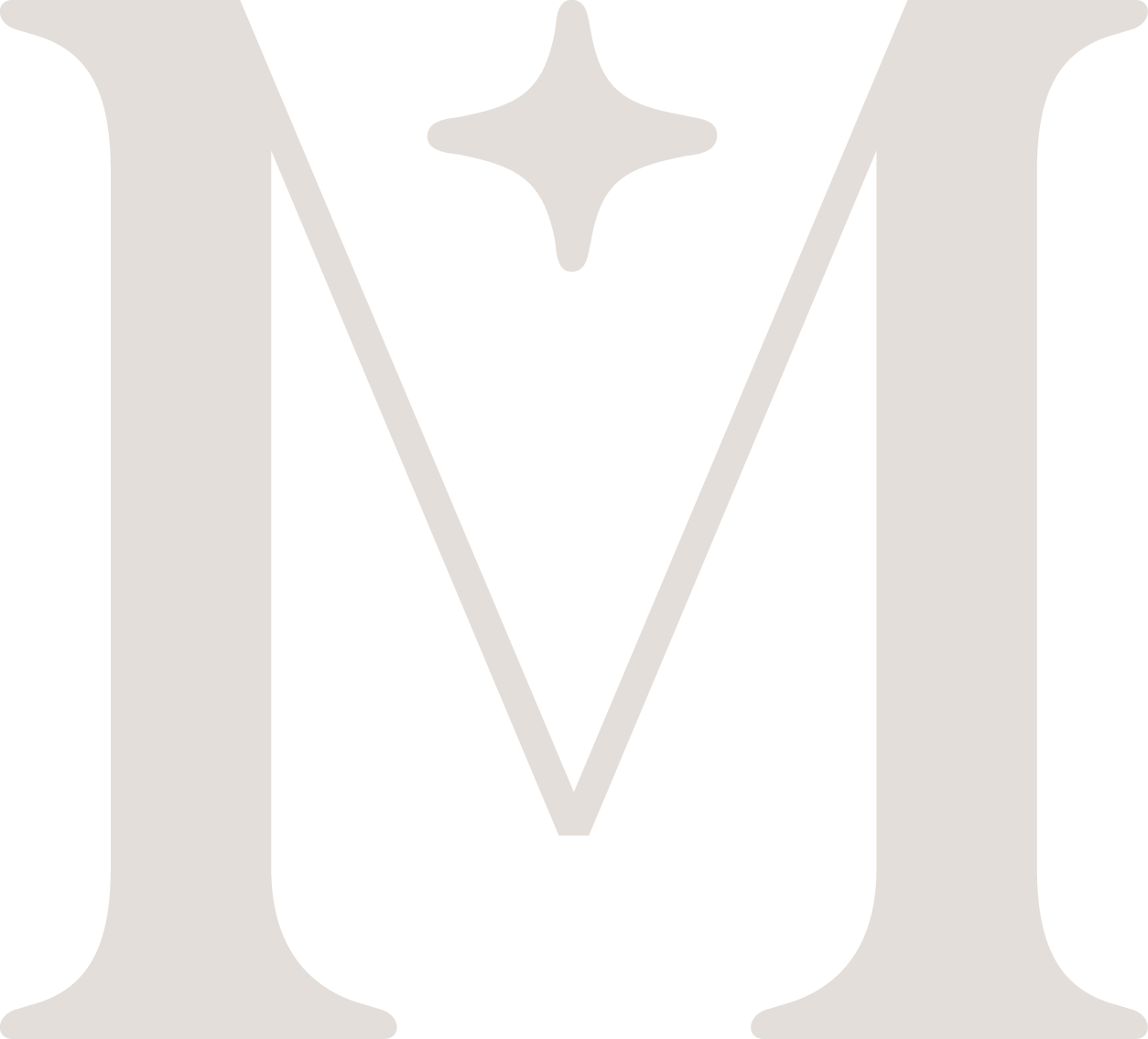 A cream icon with a large letter 'M' and a stylized star shape inside the top part of the 'M'.