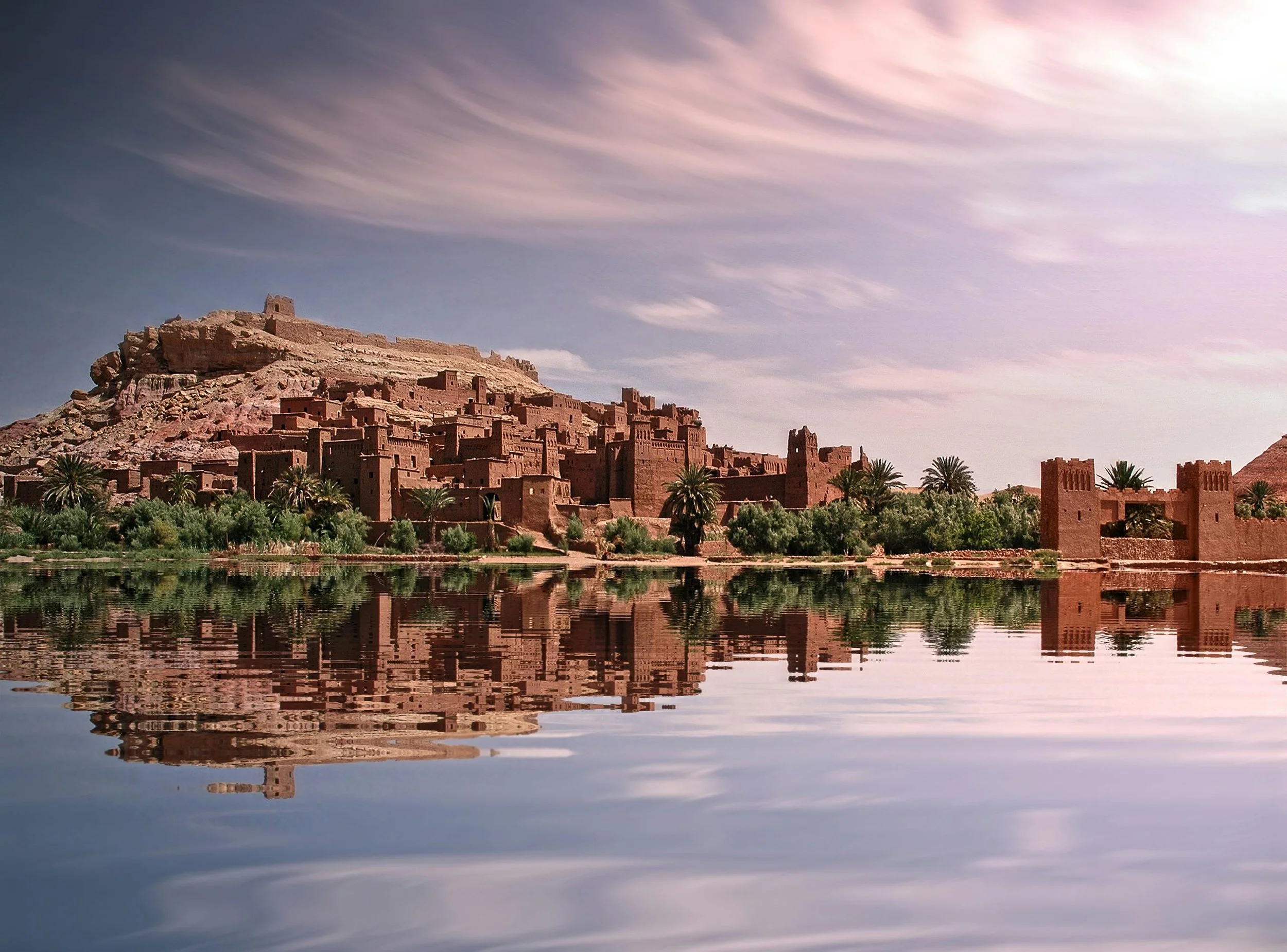 Moroccan buildings with water in front