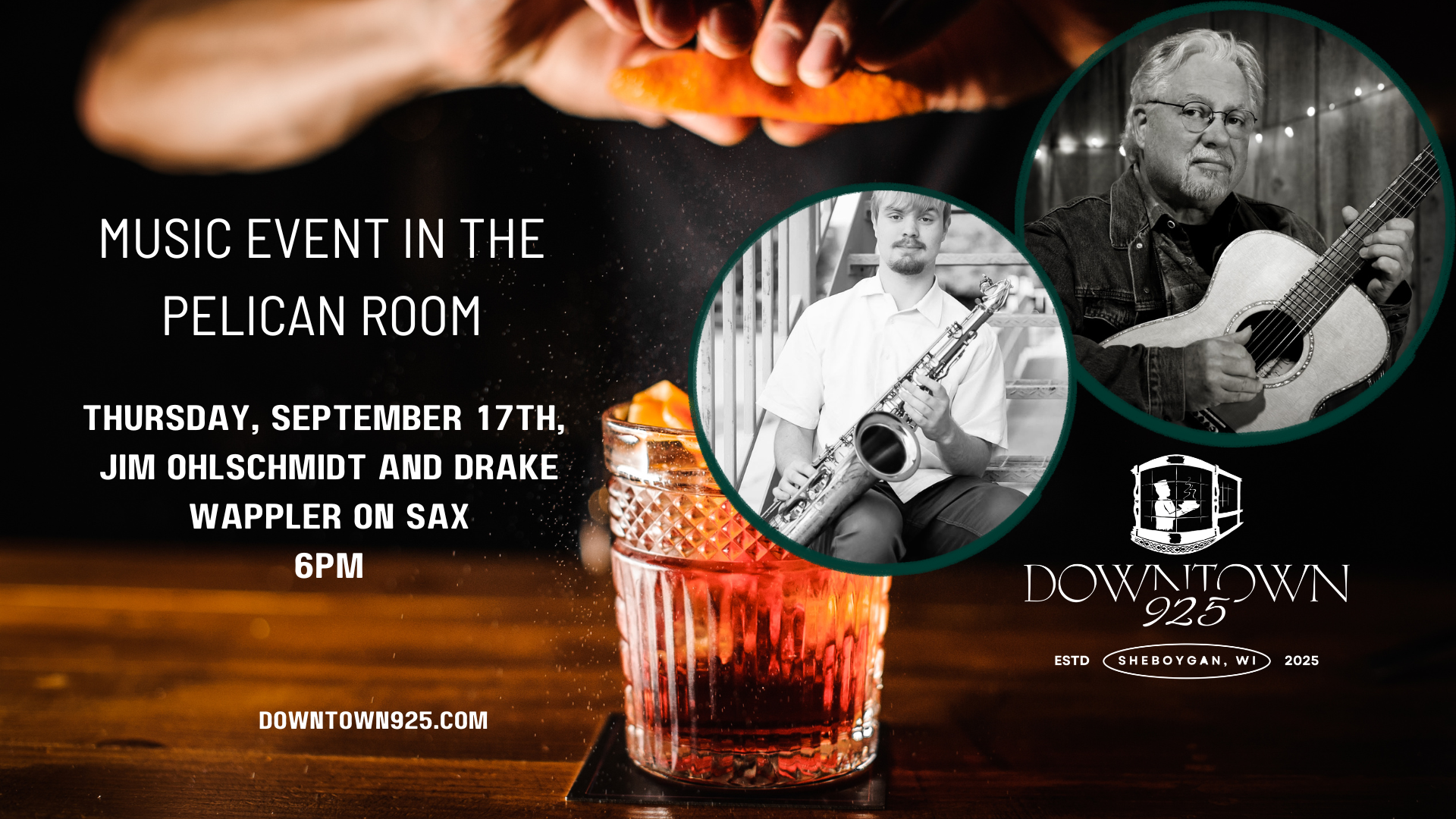 Sax, Guitar, Ribs &amp; Martinis | Jim Ohlschmidt + Drake Wappler at Downtown 925 