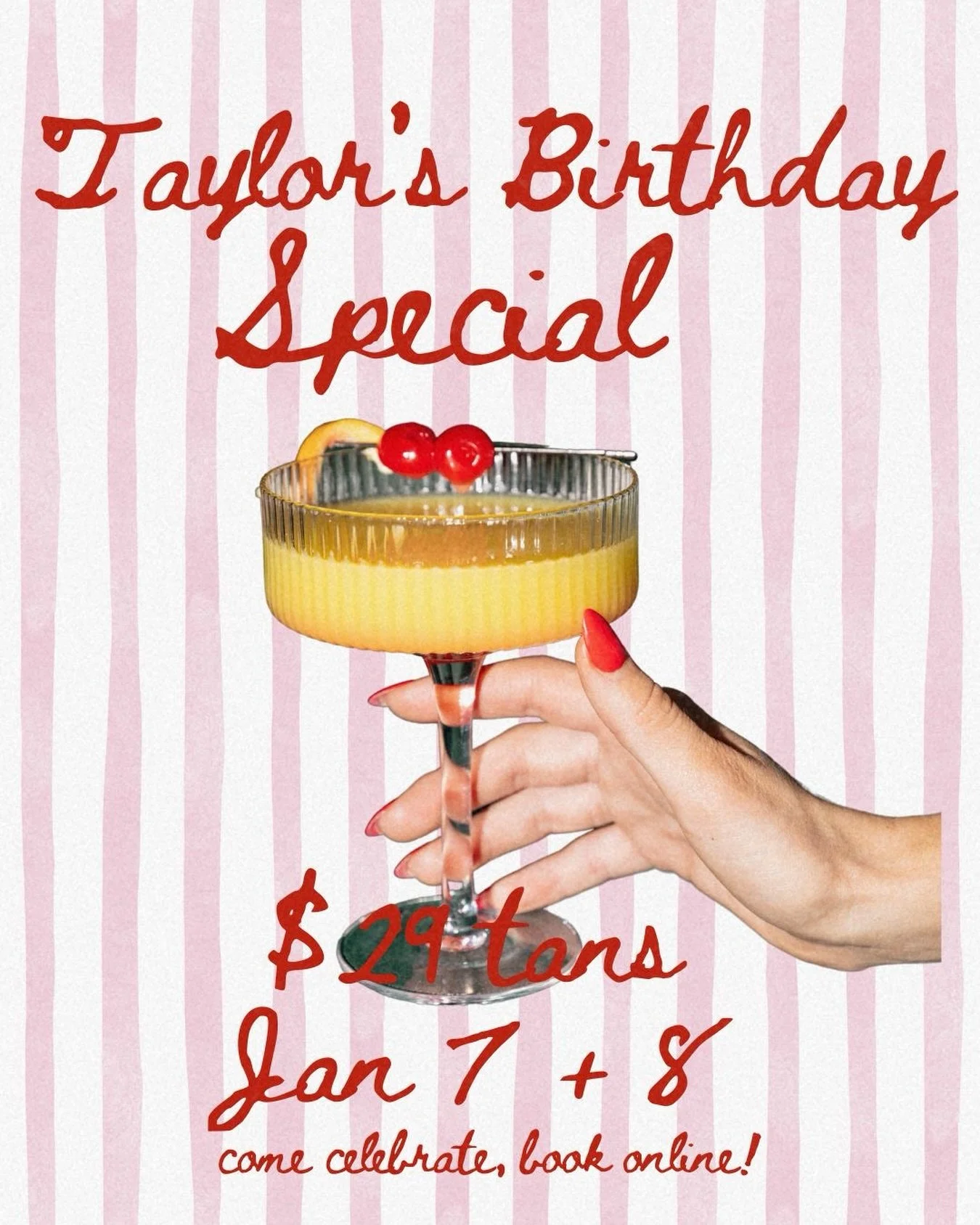 2026 is going to be a good year. $29 tans, two days only. Come help me start my 29th trip around the sun off strong! ✨