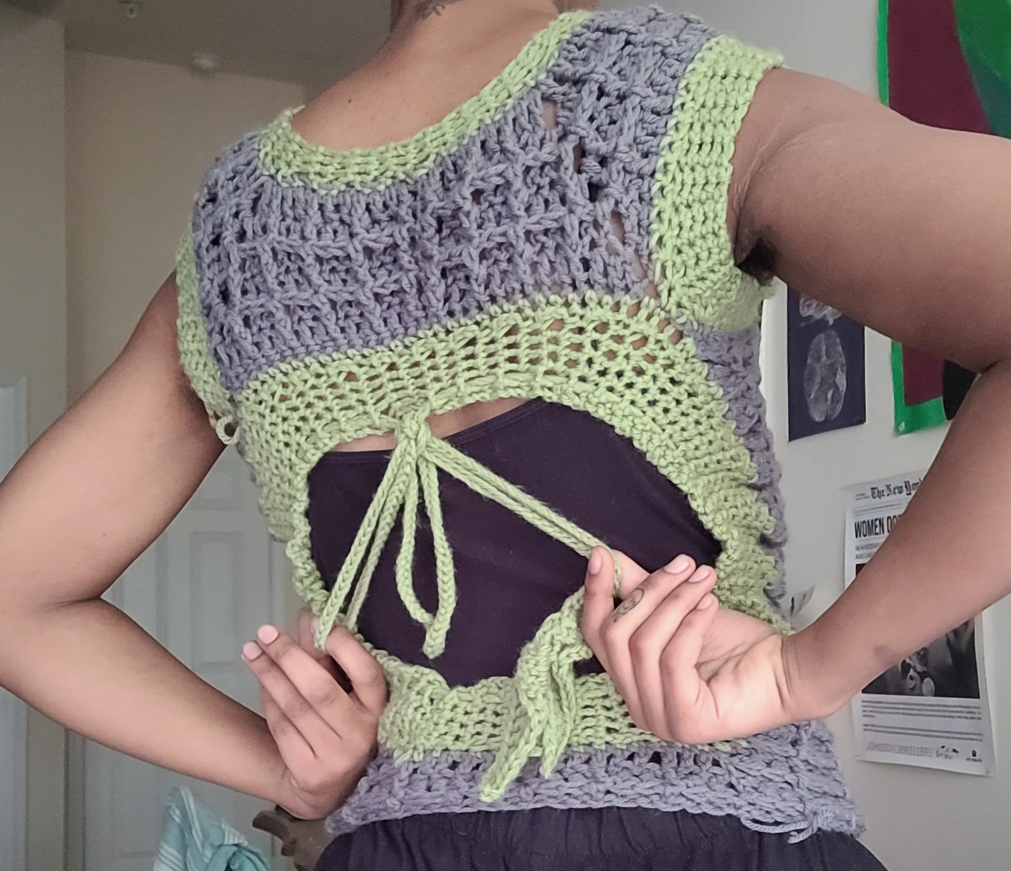 Women's Grey and Green Jumper