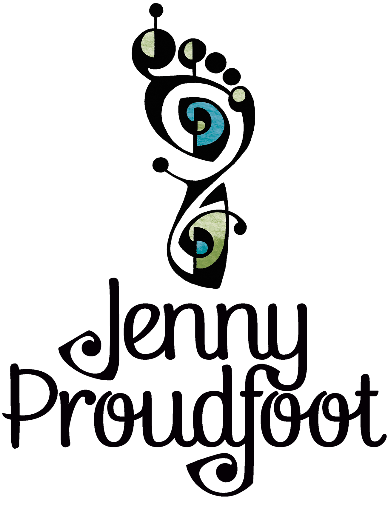 A logo featuring an illustrated foot and the text 'Jenny Proudfoot' underneath, in a stylised handwritten font.