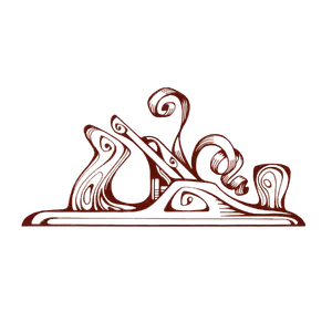 A line drawing of a wood plane.