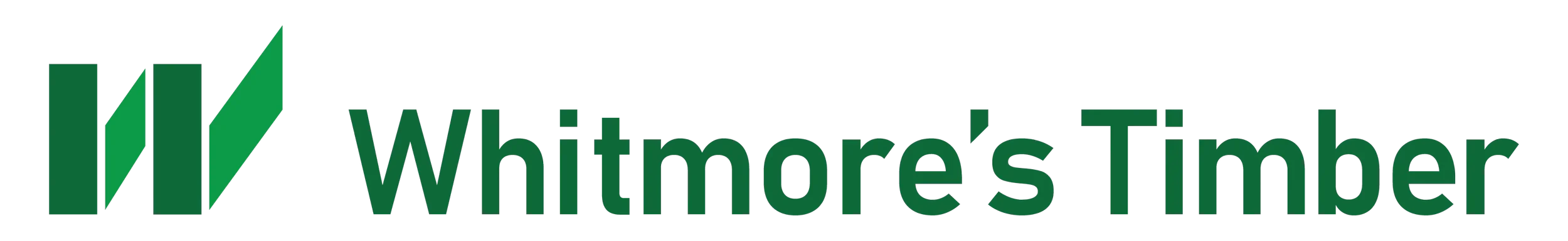 Whitmore Timber logo with green stylized wood logs and dark green text.