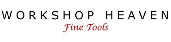 Text reading 'Workshops Heaven' and 'Fine Tools' below in red cursive font.