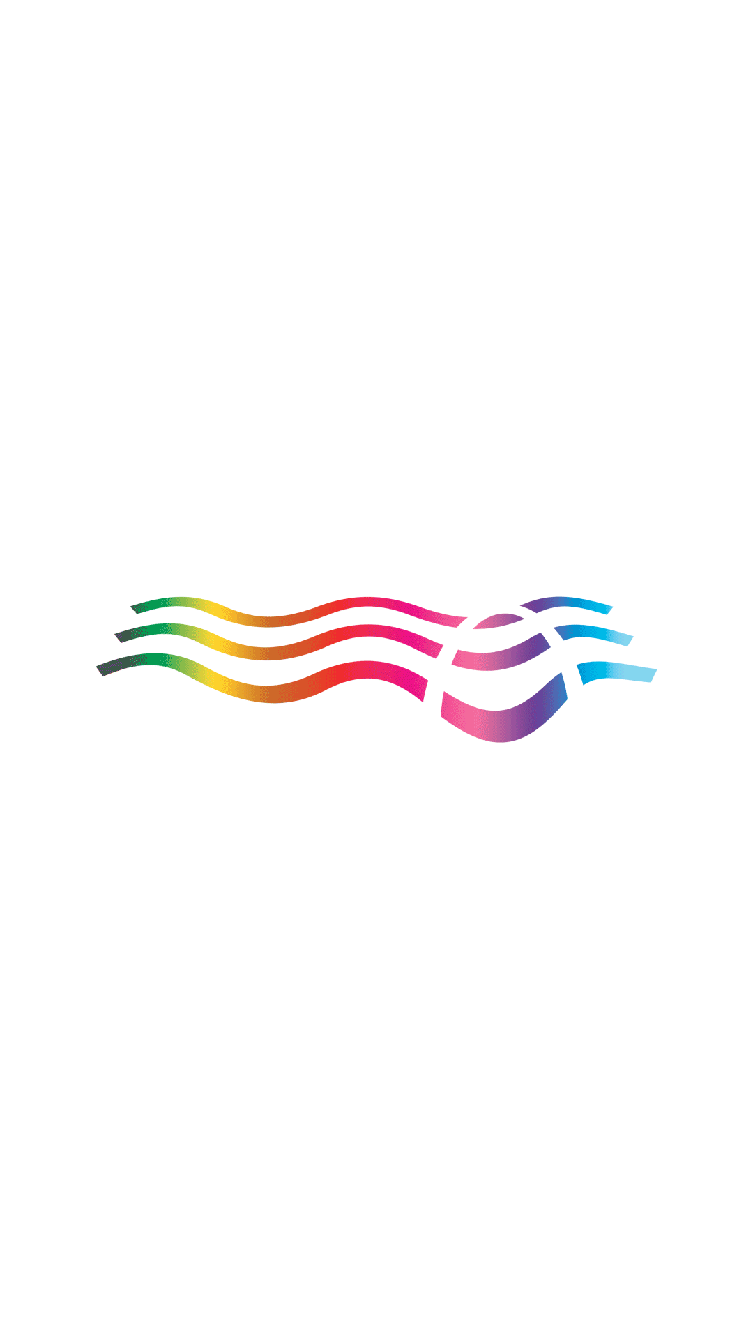 Colorful wavy lines forming a shape resembling a whale against a white background.
