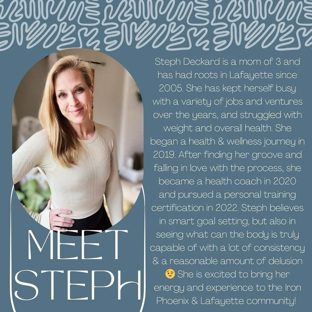 Meet Steph, our newest Group Fitness Instructor! And make sure to join her on Tuesday evenings at 5:30p for Boot Camp! Friendly reminder, your first class at IP is always FREE! 

Welcome Steph! We are THRILLED to have you a part of our Iron Phoenix f