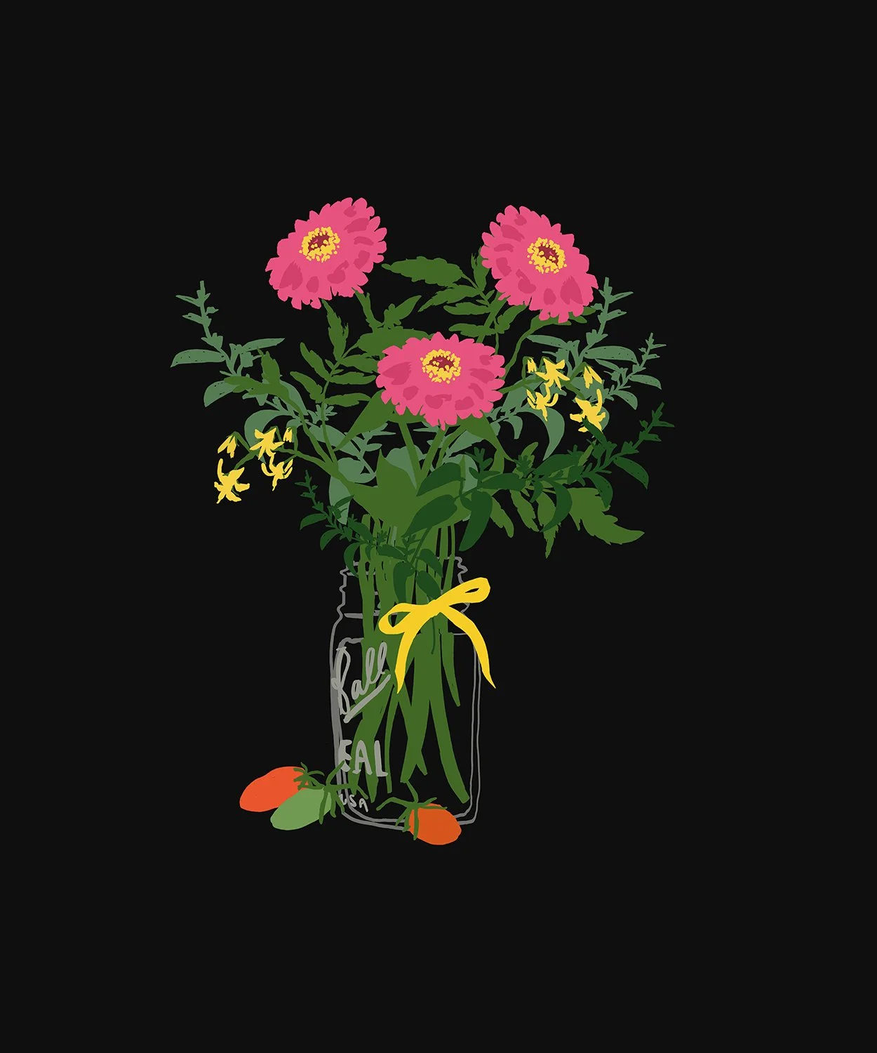 Zinnias Bouquet Greeting Card web black background copy.jpg