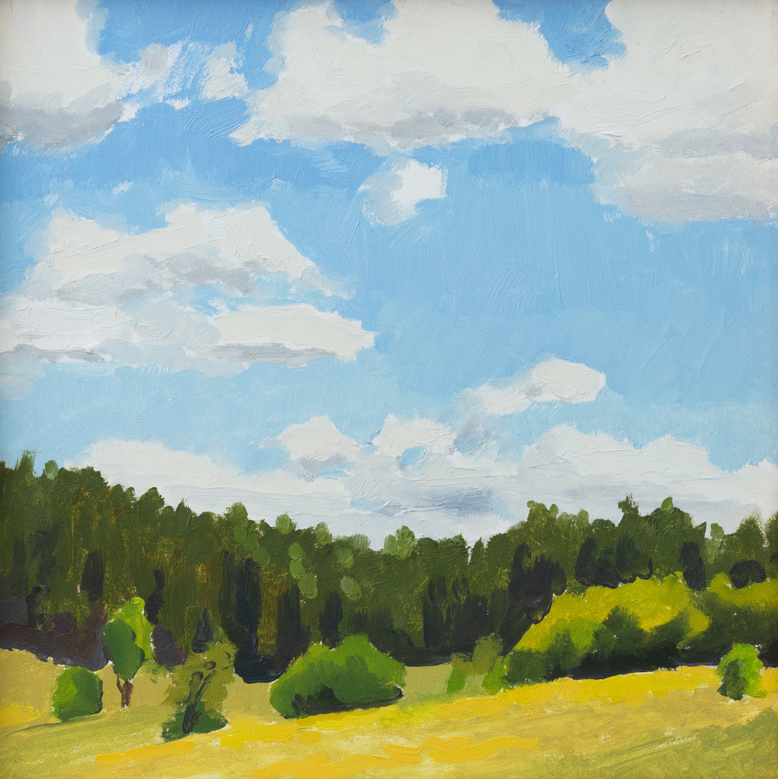 Gorgeous Day at Vesper Meadow, oil on panel, 8" x 8" 