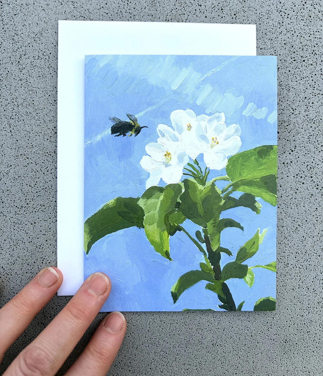 Note Card - Apple Blossoms and Bumblebee