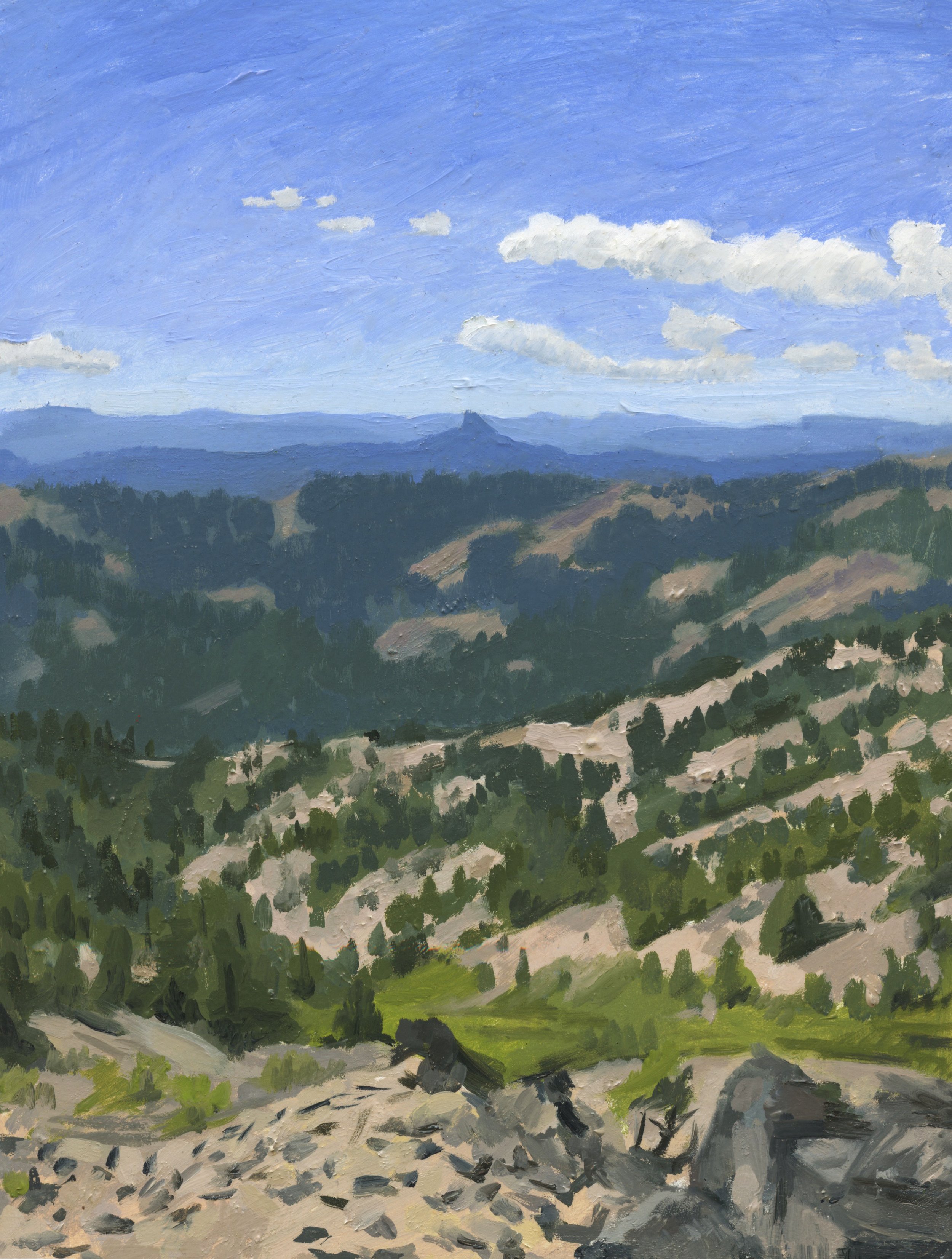 Pilot Rock in ht Cascade Siskiyou Monument, oil on panel, 9"x 12", sold