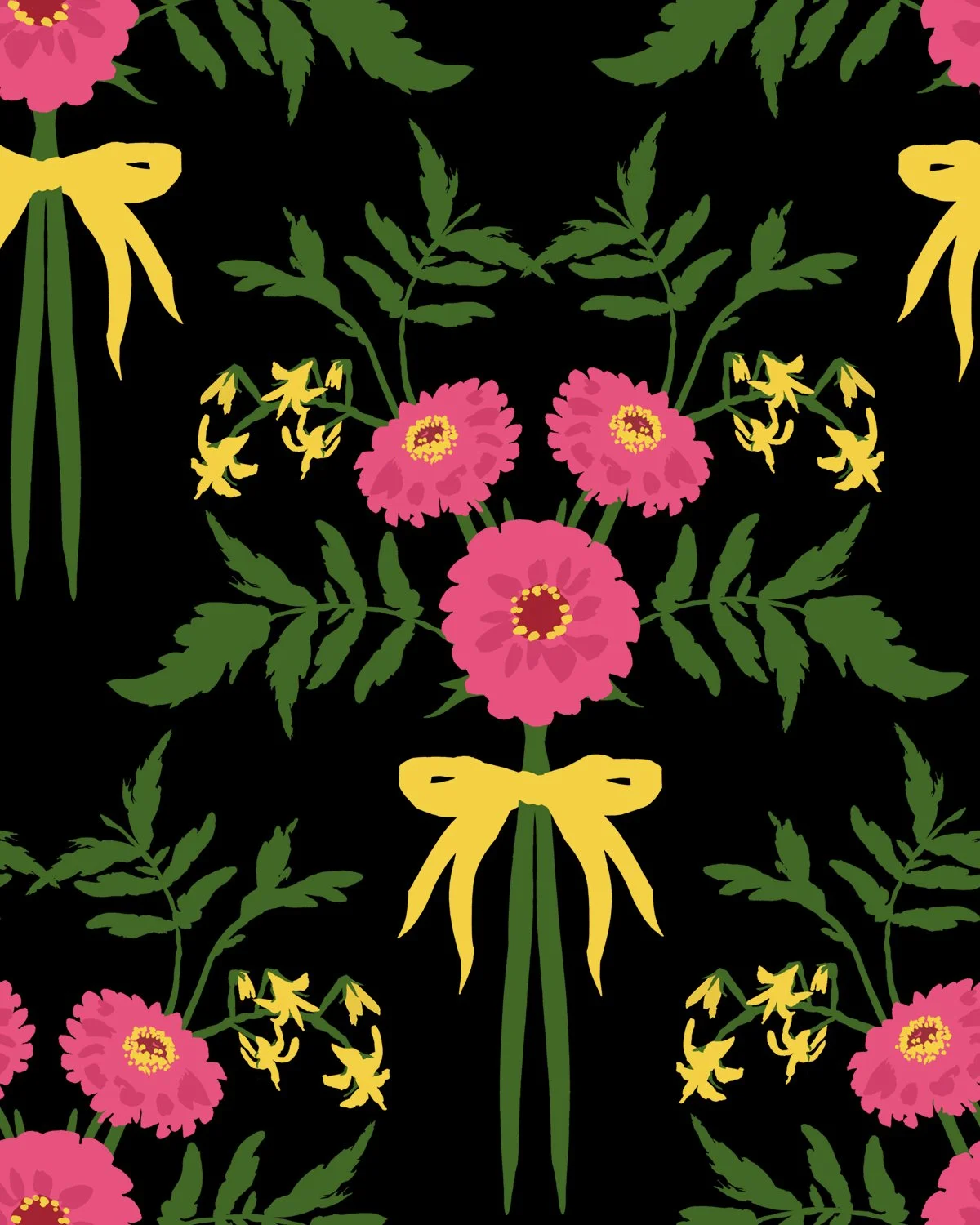 Zinnias Damask Pattern Repeat