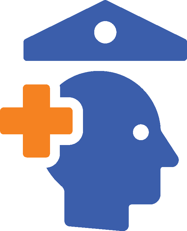 Creation of Madison County Medical Health Court. A blue head with an orange cross with a blue triangle above the head.